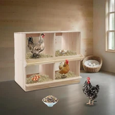 Chicken Nesting Box 4 Compartment Wooden Nesting Boxes For Chickens With Perches