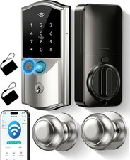 Built-in WiFi Smart Lock with 2 Knobs Fingerprint Keyless Entry Digital Deadbolt