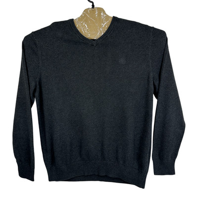 Timberland Sweater Herren Large Grau Strickpullover V-Ausschnitt Pulli...
