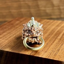 Auspicious Lion Keychain Keychain Embossed Texture Decorative Decoration Curled