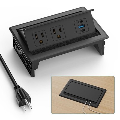 QBA Recessed Power Strip with USB C 20W, Flush Mount Power Outlet with 2 AC Outl