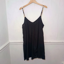 Boohoo Womens Dress Black Size L UK 12 14 100% Cotton Cover up Shells Gauze