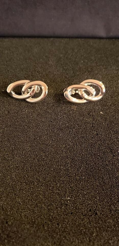 Monet Silver Colored Double Chunky Loop Clip On E… - image 4