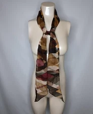 Women's Scarf Multicolor Brown Geometric 8" x 66"