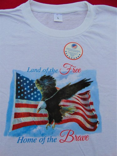 PATRIOTIC EAGLE & USA FLAG ~ MEN'S T-SHIRT ~ 100% COTTON ~ BRAND NEW - Picture 3 of 6