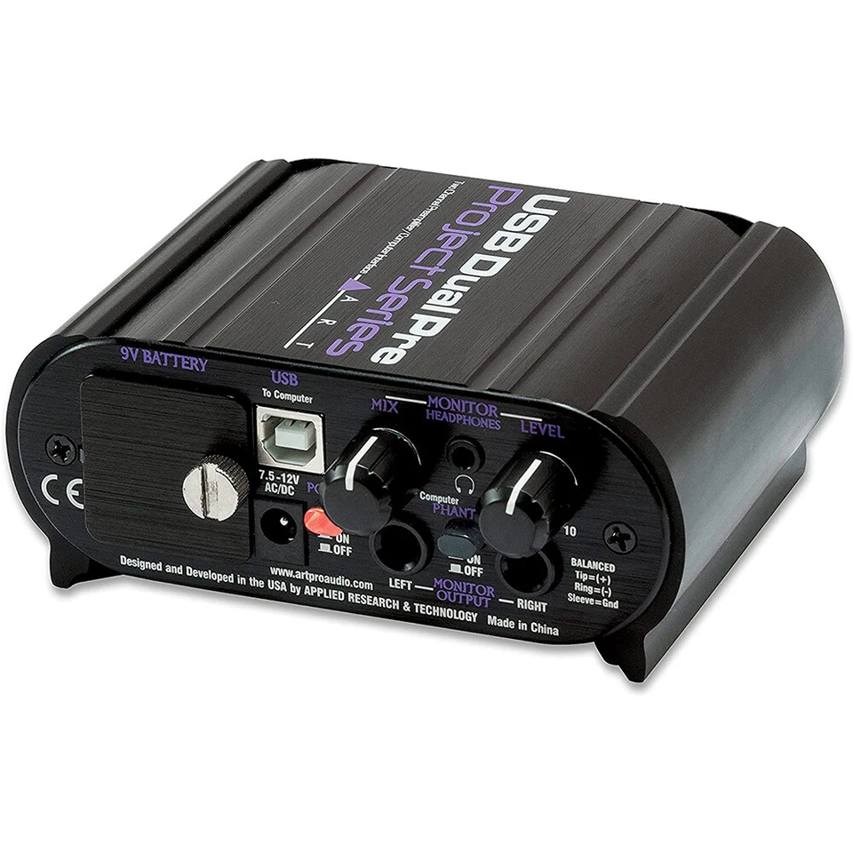 ART USB Dual Pre 2 Channel Preamp w/ 9V Alkaline Battery & XLR Cable - Image 4 of 4