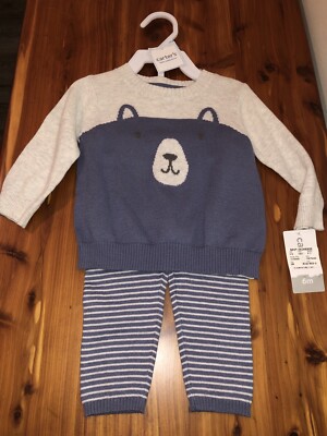 CARTERS BABY BOY PC OUTFIT SZ 6M NEW WITH TAGS Bear With Pants Long  Sleeve