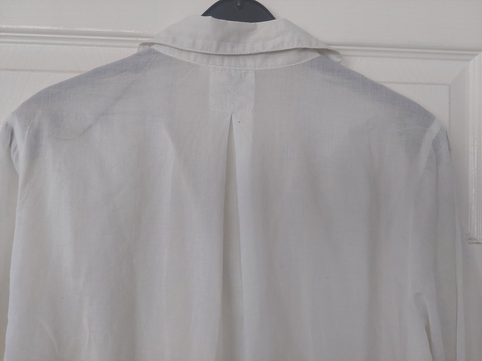 H&M white long length shirt, size 14 eBay