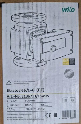 Wilo Stratos 65/1-6 2136711 / 16w05 1~230V 280mm Umwälzpumpe #615