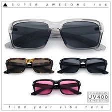 Hipster Gentleman Rectangular Mens Retro Vintage Vibe Plastic Sunglasses