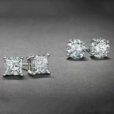 925 Silver 2ct Cubic Zirconia Stud Earrings, 6mm Silver Stud Earrings SET