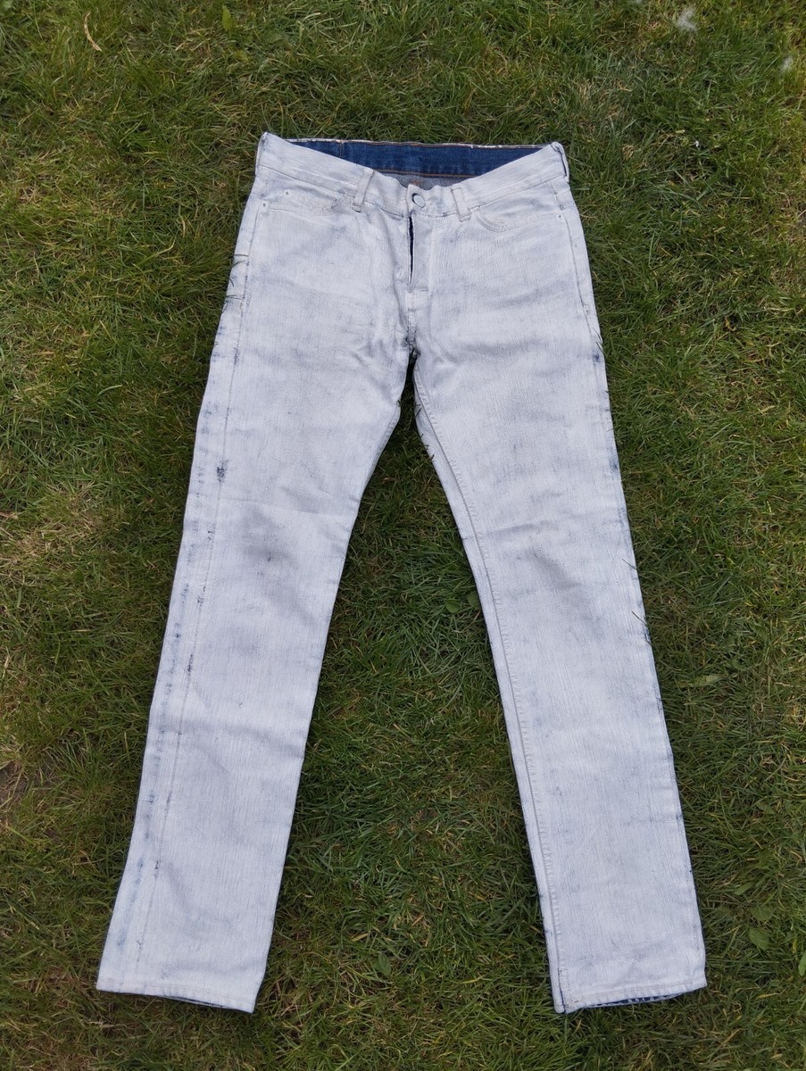 Maison Martin Margiela MMM and H&M Painted White Jeans Denim Maison Martin Margiela MMM and H&M Painted White Jeans Denim