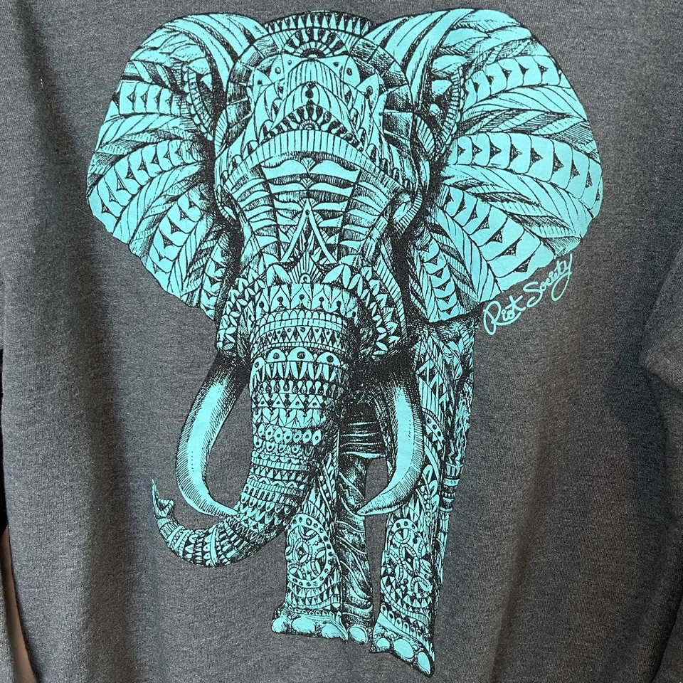 Urban Outfitters Riot Society Sz M Elephant Crewneck Sweatshirt Gray Art Skater - Image 2 of 4
