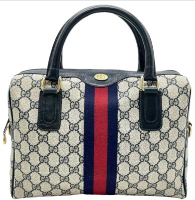 Vintage Authentic Gucci GG Plus Supreme Web Boston Coated