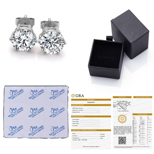 PTX 3CT D Color GRA Certified Real Moissanite Stud Earrings Diamond Great Gift - Picture 11 of 27