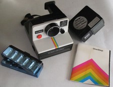 Vintage Polaroid OneStep SX-70 Land Camera Alfon PR-50 Flash Bulbs Instr  Bag
