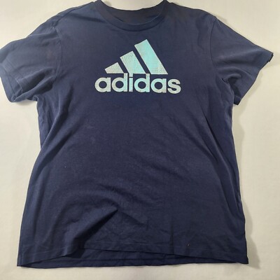 Adidas Casual Tee T Shirt Mens Medium Black Spell Out Short
