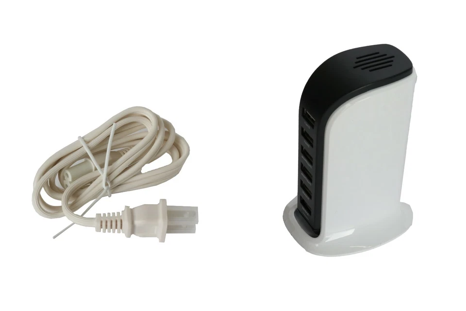 USB Charging Hub, 6-Port USB Charger with 2 Smart Ports, For Phone, Tablet White - Image 4 of 4