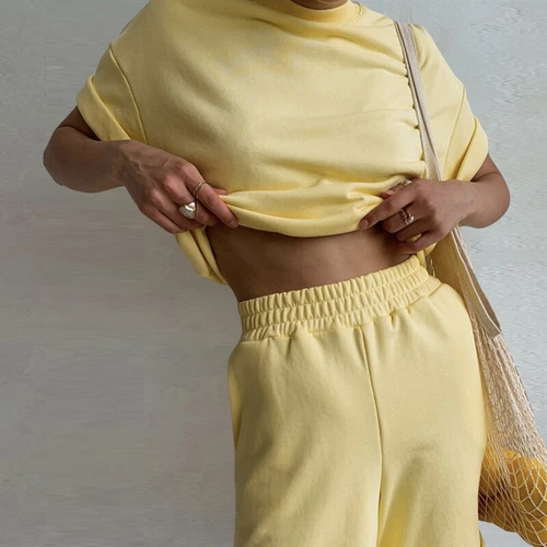 Ladies Loose Fit Solid Color Lounge Sets Women Beach Casual Elastic Waist - Bild 10 von 19