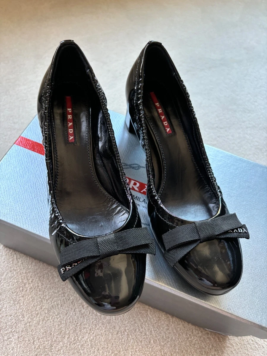 PRADA Patent Leather Low (1-1.9 in) Heel Height Heels for Women