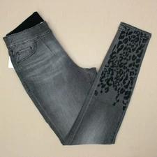 Jag Maya High Rise Skinny Jeans Women's Size 4 Pull On Gray Leopard Bottom NWT