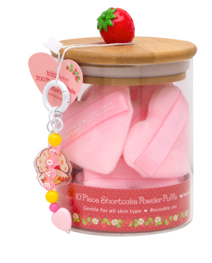 Celavi Strawberry Shortcake 10 PCS POWDER PUFFS in the Jar with Keychain