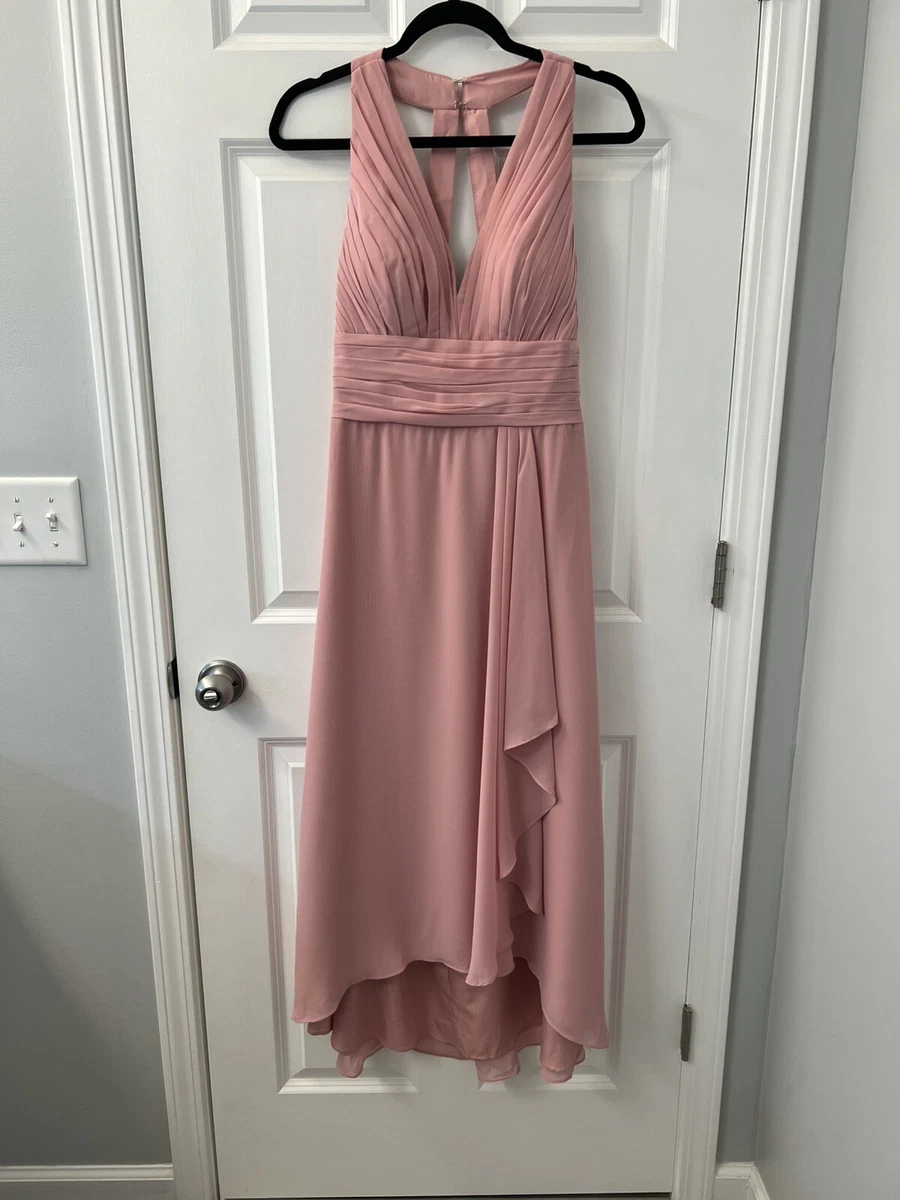 ebay pink bridesmaid dresses Pink Pastel Bridesmaid Beach Summer Formal Maxi Dress Long Sleeve Pleated A Line
