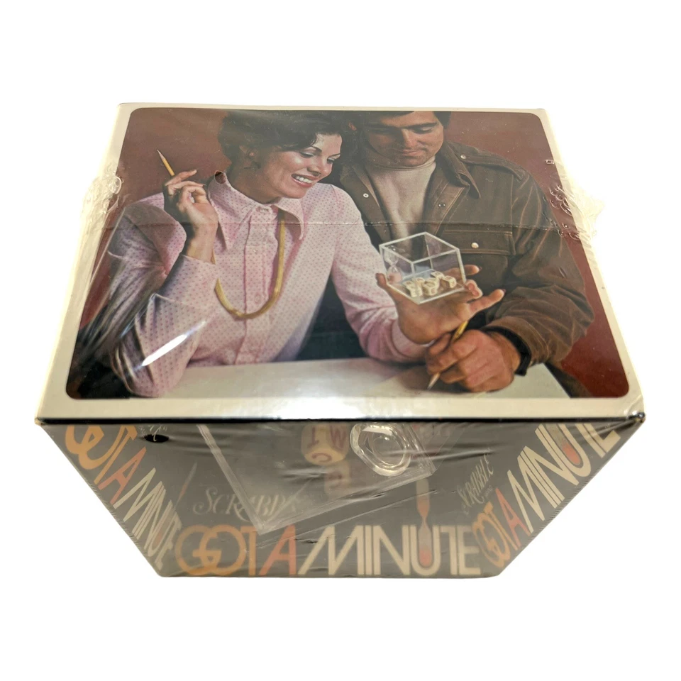 VTG 1973 Scrabble Got A Minute Game Acrylic 3” Cube Sand Timer NIB Sealed - Image 3 of 4