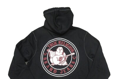 True Religion Men's Jet Black Buddha Logo Seal Fleece Lined Full
