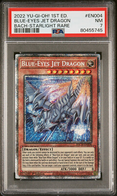 2022 YUGIOH 1ST ED BACH-EN004 BLUE-EYES JET DRAGON STARLIGHT PSA 7