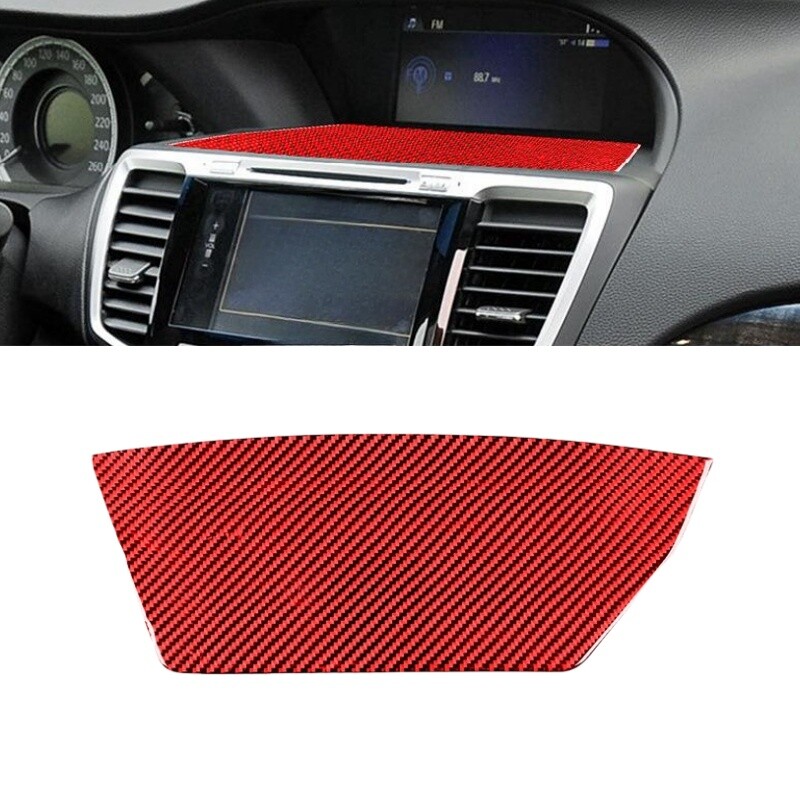 Central Control Display Lower Panel Trim Red Carbon For Honda Accord 2014-17