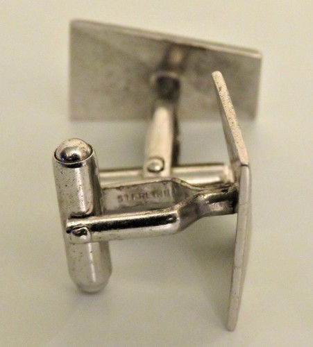 ANSON Sterling Silver Diamond Cut Center Design Unique Cufflinks 0.75" X 0.5" - Picture 4 of 4