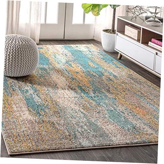 CTP106A-3 Contemporary POP Modern Abstract Vintage 3 X 5 Blue/Brown/Orange