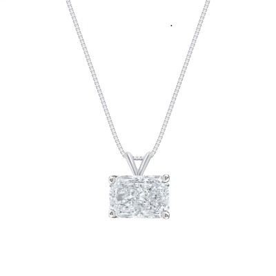 1/2 kt Radiant Lab Grown Diamant Ost-West Halskette 14 K Weißgold F/VS 16''