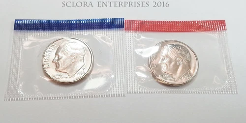 1996 P & D Roosevelt Dime Set (2 Coins)  *MINT CELLO*   **FREE SHIPPING**
