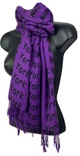 Womens New York Print Cashmere Pashmina Shawl scarf Neck Wrap Purple & Black
