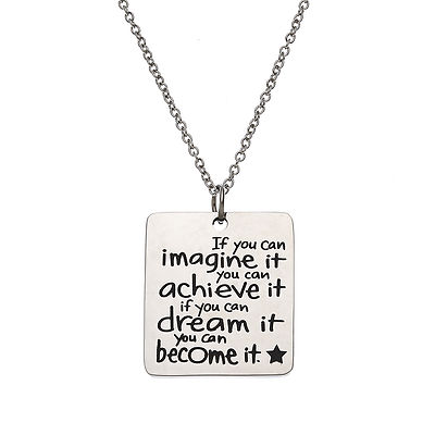 If You Can Imagine It... Engraved Inspirational Pendant Necklace Gifts For Women
