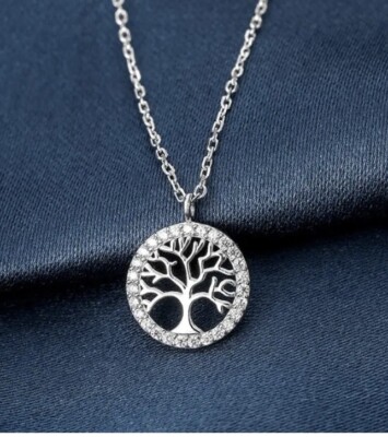 Wunschbaum Halskette | 925 Silber | Diamantschliff: gut | Breite: 20 mm