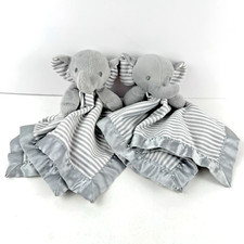 TWO Circo Elephant Lovey Gray White Striped Security Blanket 12 Satin Target