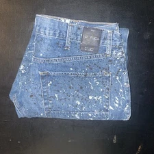 Vintage Nautica Distressed Paint Splattered Denim Blue Jeans Size 36/30