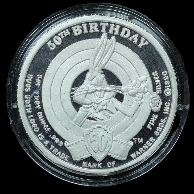 1990 Happy Birthday Bugs Elmer Fudd Limited Proof Edition 1oz .999
