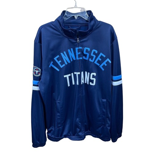 NFL Track Jacket Chest Spell Out Tennessee Titans Blue White Size XL