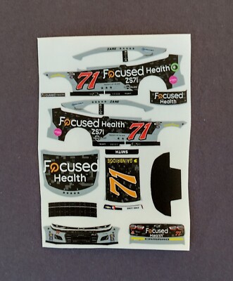 2024 Custom Zane Smith #71 Focused Health Coke 600 1/64 Peel & Stick Decals