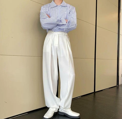 Pantalones de diseño para hombre Pantalones de moda Gran Bretaña cintura alta recta simple coreano OL - Imagen 12 de 21