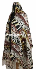 Stunning 2-Ply 100% Cashmere Pashmina ANIMAL PRINT Shawl Wrap Brown/Yellow/Black