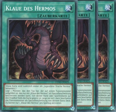 yugioh 3x Klaue des Hermos LEDD-DEA23 COMMON 2AUFLAGE DEUTSCH