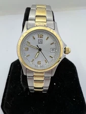 ESQ Movado Swiss Quartz Watch E1487 Dual Tone Steel Date Analog New Battery