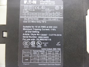 Lower Price Eaton Motor Overload Relay Zeb Xtoe Zeb150 100 Gf Genuine Special Www Frontierintegrity Com