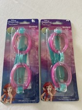 Princess Ariel Swim Goggles Ages 5 Pink Disney Lot of 2 New UV Protection BxCC