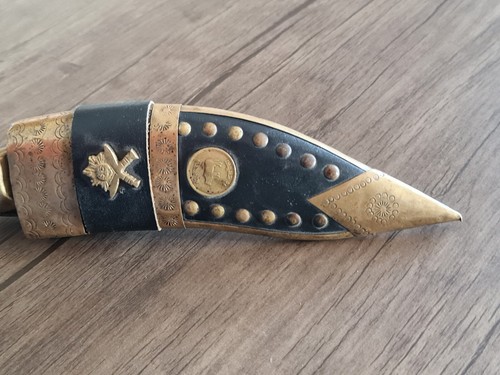 Vintage Handcrafted Nepali Kukri Gurkha knife Khanjar Dagger Brass Leather case - Picture 14 of 20